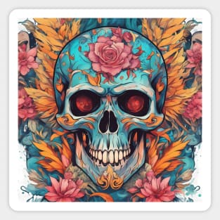 Cool Skull With Flower New Variant Magnet